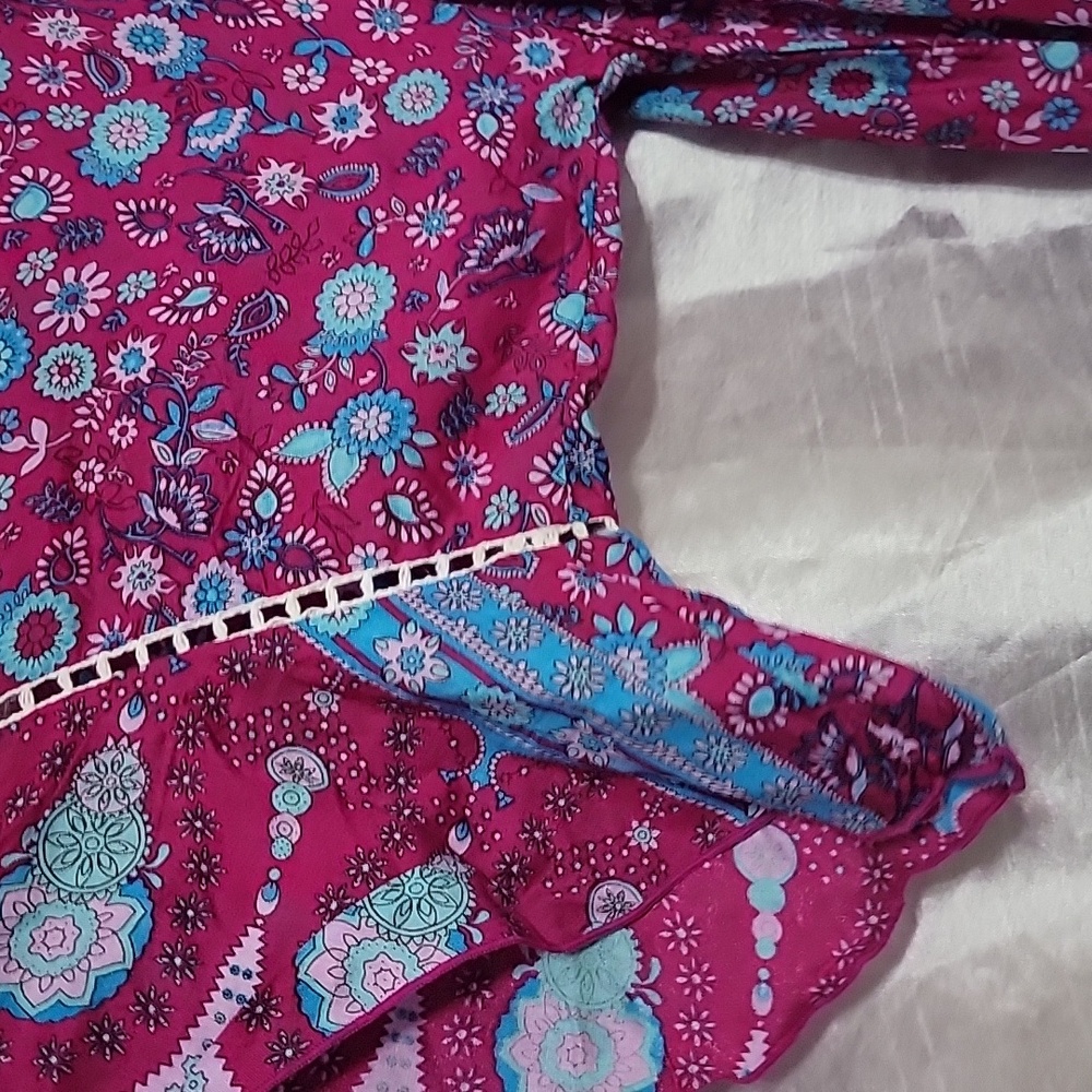 Nwt Aura Floral Boho Gypsy Dress Oversized Flowy Rayon Hi Lo Hem - Picture 7 of 12
